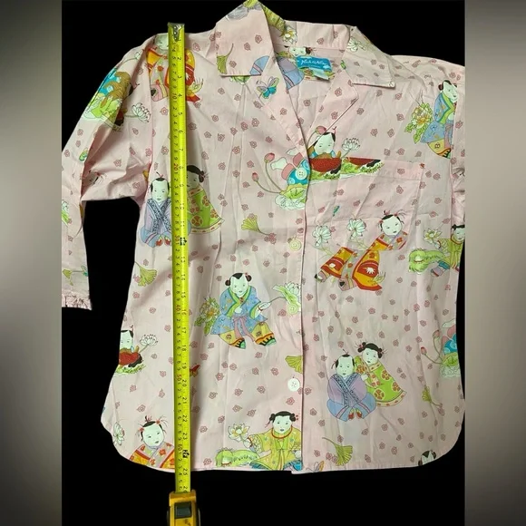 Nick & Nora Big Babies Geisha Pink Floral Pajama Set XXL NWT Vintage Sleepwear - Picture 8 of 9